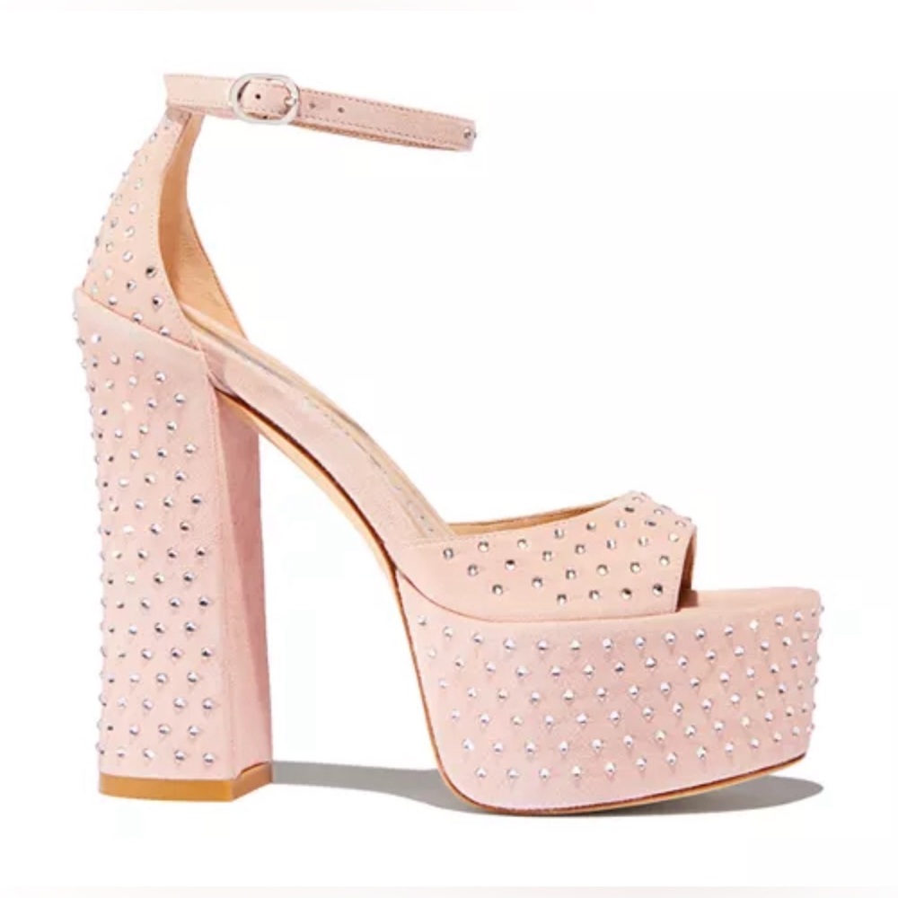 STUART WEITZMAN Sky High Embellished Ankle Strap Platform Sandals - Size 10b - Picture 2 of 10